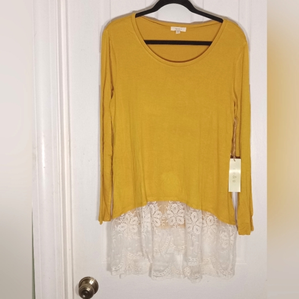tunic ME +U knit long sleeve Lacy Layered Look